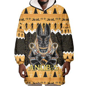 Afro Ancient Egyptian Wearable Blanket Hoodie Anubis - Merry Christmas