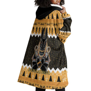 Afro Ancient Egyptian Wearable Blanket Hoodie Anubis - Merry Christmas