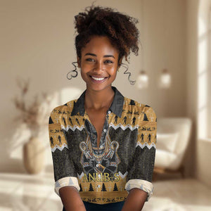 Afro Ancient Egyptian Women Casual Shirt Anubis - Merry Christmas