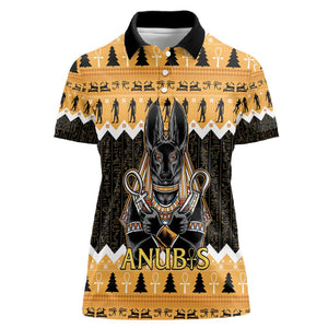 Afro Ancient Egyptian Women Polo Shirt Anubis - Merry Christmas