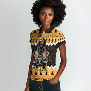 Afro Ancient Egyptian Women Polo Shirt Anubis - Merry Christmas