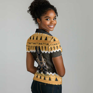 Afro Ancient Egyptian Women Polo Shirt Anubis - Merry Christmas