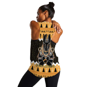 Afro Ancient Egyptian Women Racerback Tank Anubis - Merry Christmas