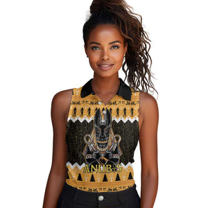 Afro Ancient Egyptian Women Sleeveless Polo Shirt Anubis - Merry Christmas