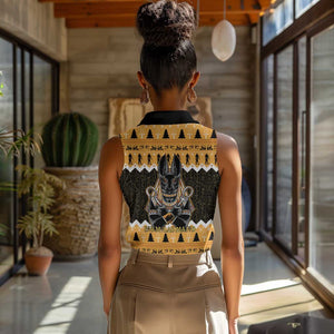 Afro Ancient Egyptian Women Sleeveless Polo Shirt Anubis - Merry Christmas