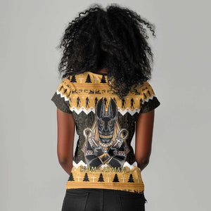 Afro Ancient Egyptian Women V-Neck T-Shirt Anubis - Merry Christmas