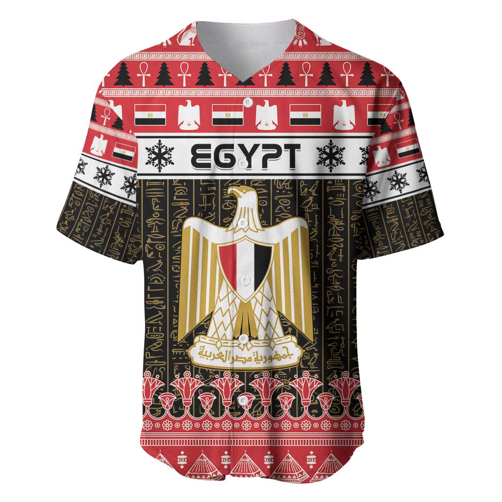 Afro Egypt Christmas Baseball Jersey Coat Of Arms Mix Egyptian Pattern