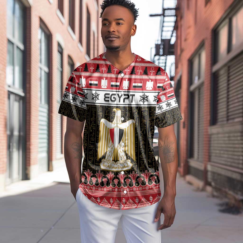 Afro Egypt Christmas Baseball Jersey Coat Of Arms Mix Egyptian Pattern LT15
