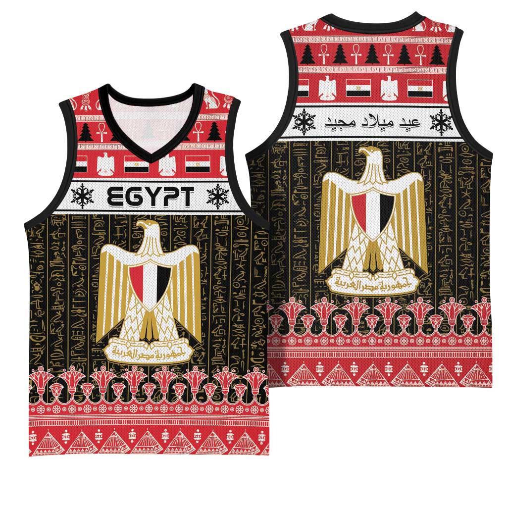 Afro Egypt Christmas Basketball Jersey Coat Of Arms Mix Egyptian Pattern LT15