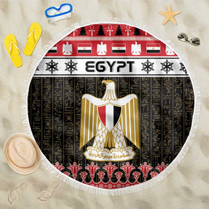 Afro Egypt Christmas Beach Blanket Coat Of Arms Mix Egyptian Pattern