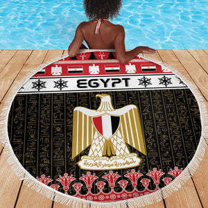 Afro Egypt Christmas Beach Blanket Coat Of Arms Mix Egyptian Pattern