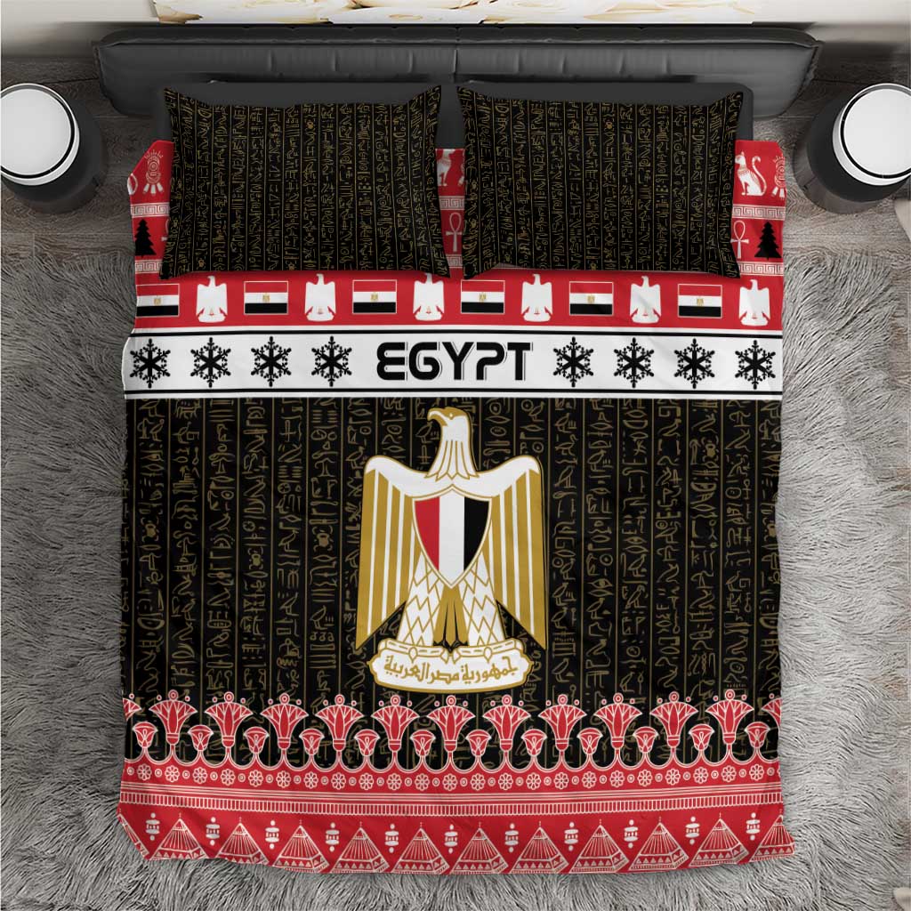 Afro Egypt Christmas Bedding Set Coat Of Arms Mix Egyptian Pattern