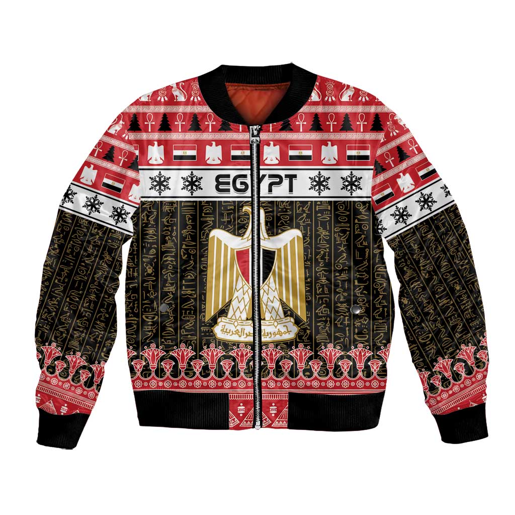 Afro Egypt Christmas Bomber Jacket Coat Of Arms Mix Egyptian Pattern LT15