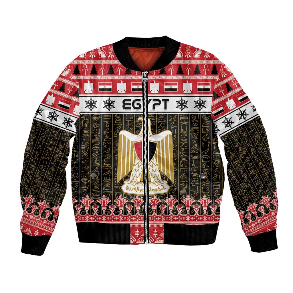 Afro Egypt Christmas Bomber Jacket Coat Of Arms Mix Egyptian Pattern