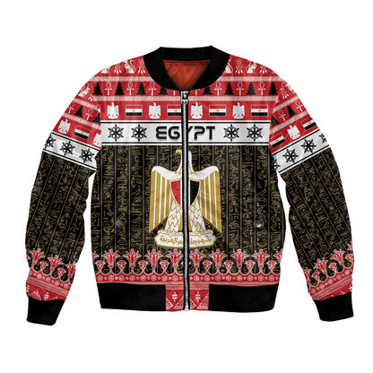 Afro Egypt Christmas Bomber Jacket Coat Of Arms Mix Egyptian Pattern LT15