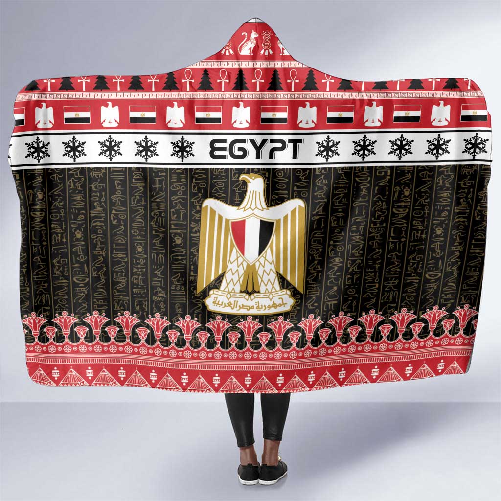 Afro Egypt Christmas Hooded Blanket Coat Of Arms Mix Egyptian Pattern