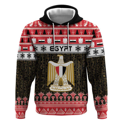 Afro Egypt Christmas Hoodie Coat Of Arms Mix Egyptian Pattern LT15