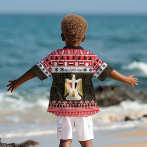 Afro Egypt Christmas Kid Hawaiian Shirt Coat Of Arms Mix Egyptian Pattern