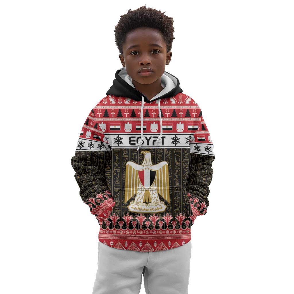 Afro Egypt Christmas Kid Hoodie Coat Of Arms Mix Egyptian Pattern