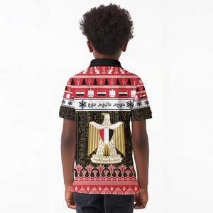 Afro Egypt Christmas Kid Polo Shirt Coat Of Arms Mix Egyptian Pattern