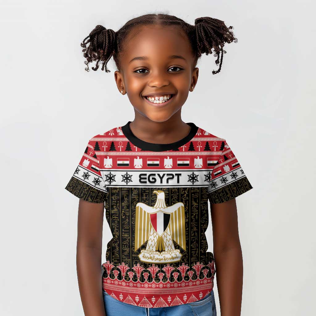 Afro Egypt Christmas Kid T shirt Coat Of Arms Mix Egyptian Pattern