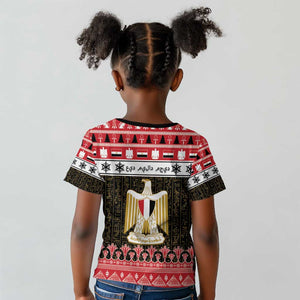 Afro Egypt Christmas Kid T shirt Coat Of Arms Mix Egyptian Pattern