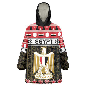 Afro Egypt Christmas Kid Wearable Blanket Hoodie Coat Of Arms Mix Egyptian Pattern