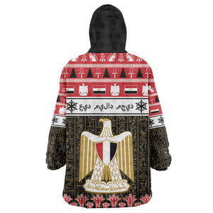 Afro Egypt Christmas Kid Wearable Blanket Hoodie Coat Of Arms Mix Egyptian Pattern