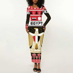 Afro Egypt Christmas Long Sleeve Bodycon Dress Coat Of Arms Mix Egyptian Pattern LT15