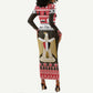 Afro Egypt Christmas Long Sleeve Bodycon Dress Coat Of Arms Mix Egyptian Pattern LT15