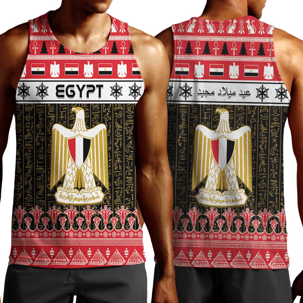 Afro Egypt Christmas Men Tank Top Coat Of Arms Mix Egyptian Pattern LT15