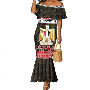 Afro Egypt Christmas Mermaid Dress Coat Of Arms Mix Egyptian Pattern LT15