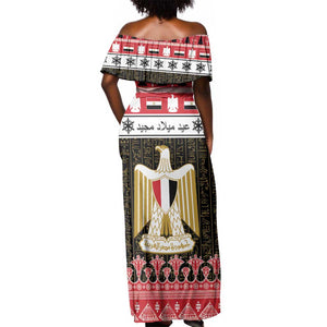 Afro Egypt Christmas Off Shoulder Maxi Dress Coat Of Arms Mix Egyptian Pattern LT15