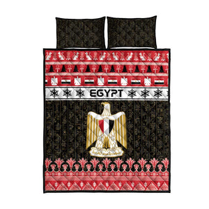 Afro Egypt Christmas Quilt Bed Set Coat Of Arms Mix Egyptian Pattern