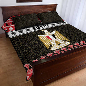 Afro Egypt Christmas Quilt Bed Set Coat Of Arms Mix Egyptian Pattern