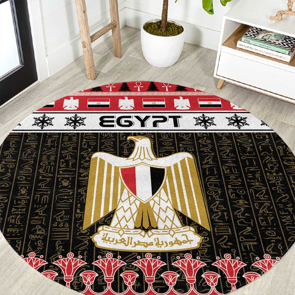 Afro Egypt Christmas Round Carpet Coat Of Arms Mix Egyptian Pattern