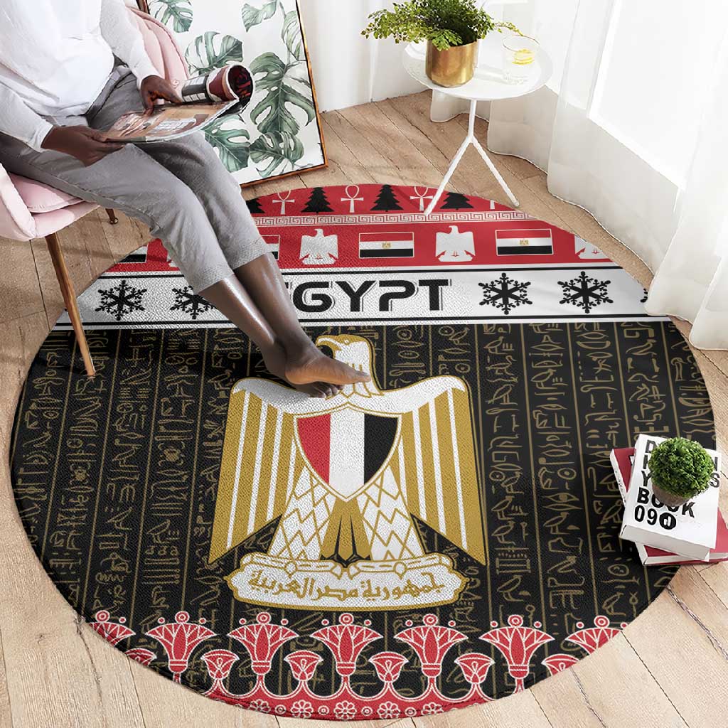 Afro Egypt Christmas Round Carpet Coat Of Arms Mix Egyptian Pattern