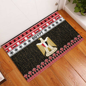 Afro Egypt Christmas Rubber Doormat Coat Of Arms Mix Egyptian Pattern