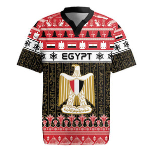 Afro Egypt Christmas Rugby Jersey Coat Of Arms Mix Egyptian Pattern