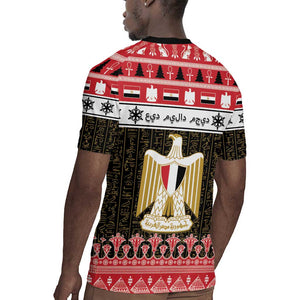 Afro Egypt Christmas Rugby Jersey Coat Of Arms Mix Egyptian Pattern