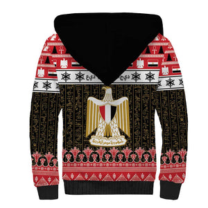 Afro Egypt Christmas Sherpa Hoodie Coat Of Arms Mix Egyptian Pattern