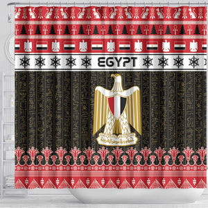 Afro Egypt Christmas Shower Curtain Coat Of Arms Mix Egyptian Pattern