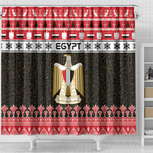 Afro Egypt Christmas Shower Curtain Coat Of Arms Mix Egyptian Pattern