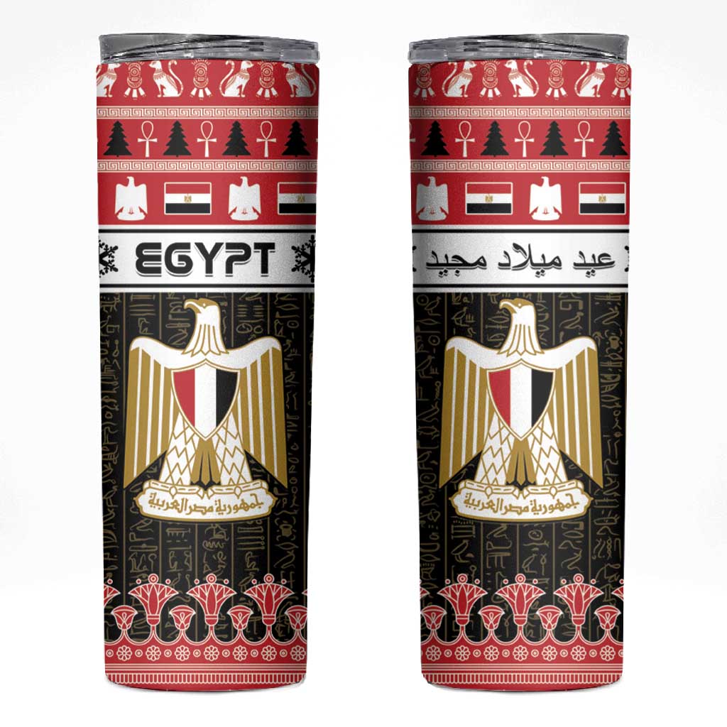Afro Egypt Christmas Skinny Tumbler Coat Of Arms Mix Egyptian Pattern LT15