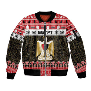 Afro Egypt Christmas Sleeve Zip Bomber Jacket Coat Of Arms Mix Egyptian Pattern LT15