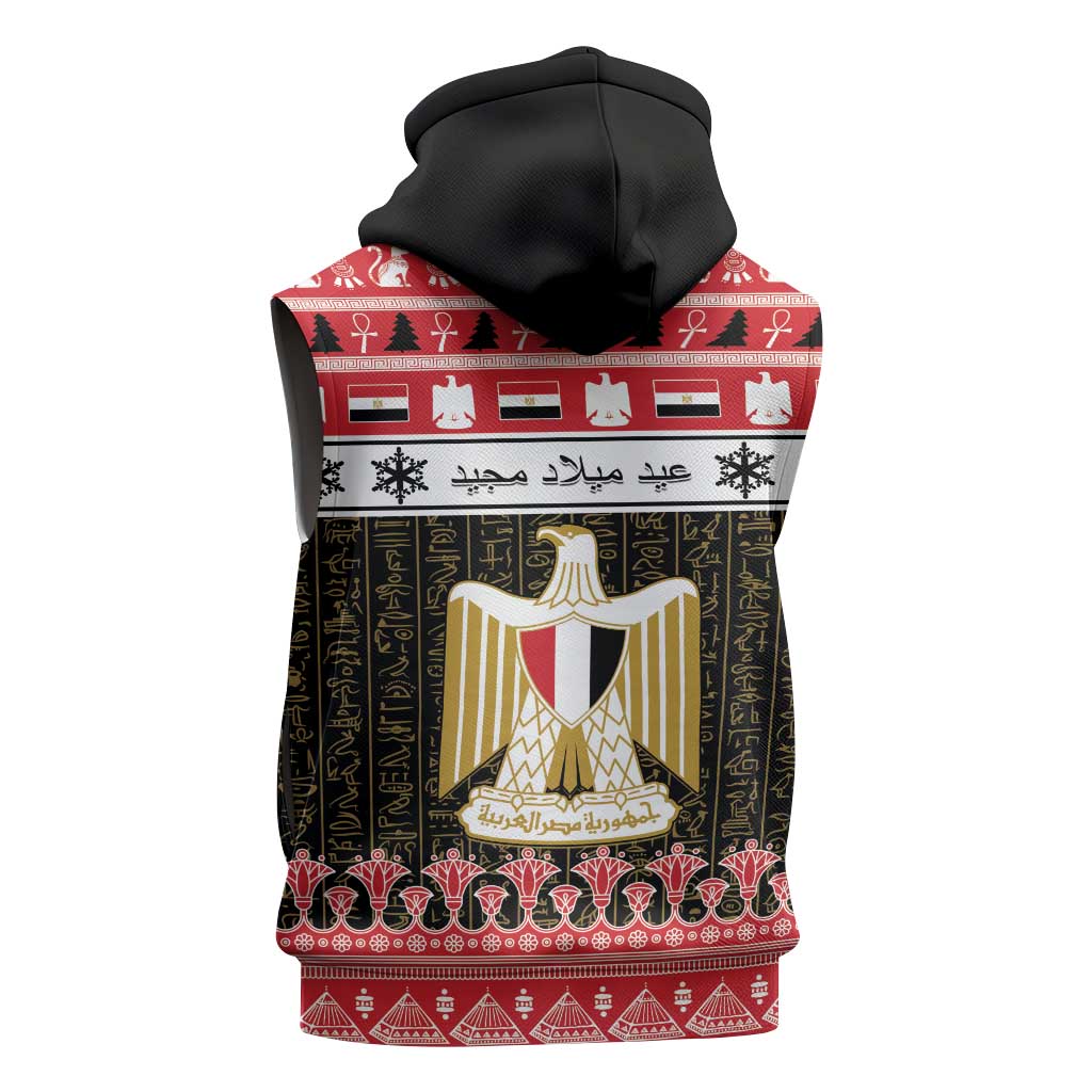 Afro Egypt Christmas Sleeveless Zip Hoodie Coat Of Arms Mix Egyptian Pattern LT15
