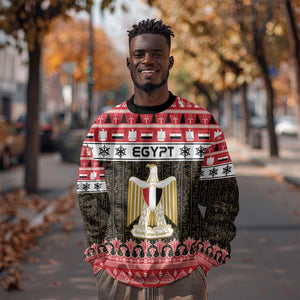 Afro Egypt Christmas Sweatshirt Coat Of Arms Mix Egyptian Pattern