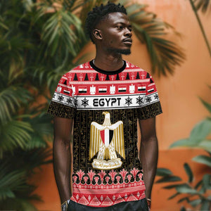 Afro Egypt Christmas T shirt Coat Of Arms Mix Egyptian Pattern