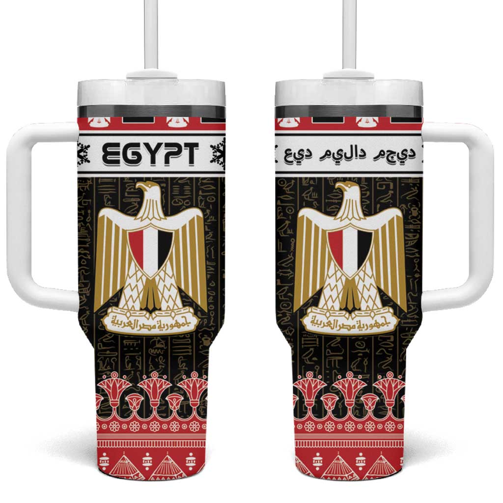 Afro Egypt Christmas Tumbler With Handle Coat Of Arms Mix Egyptian Pattern