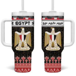 Afro Egypt Christmas Tumbler With Handle Coat Of Arms Mix Egyptian Pattern